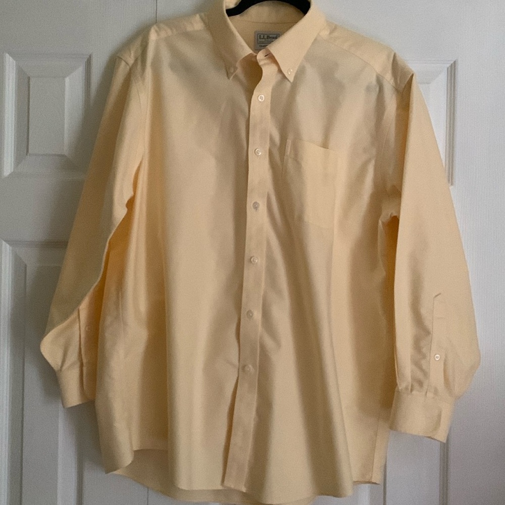 LL Bean traditional fit pale yellow button down 16 1/2 - 32
